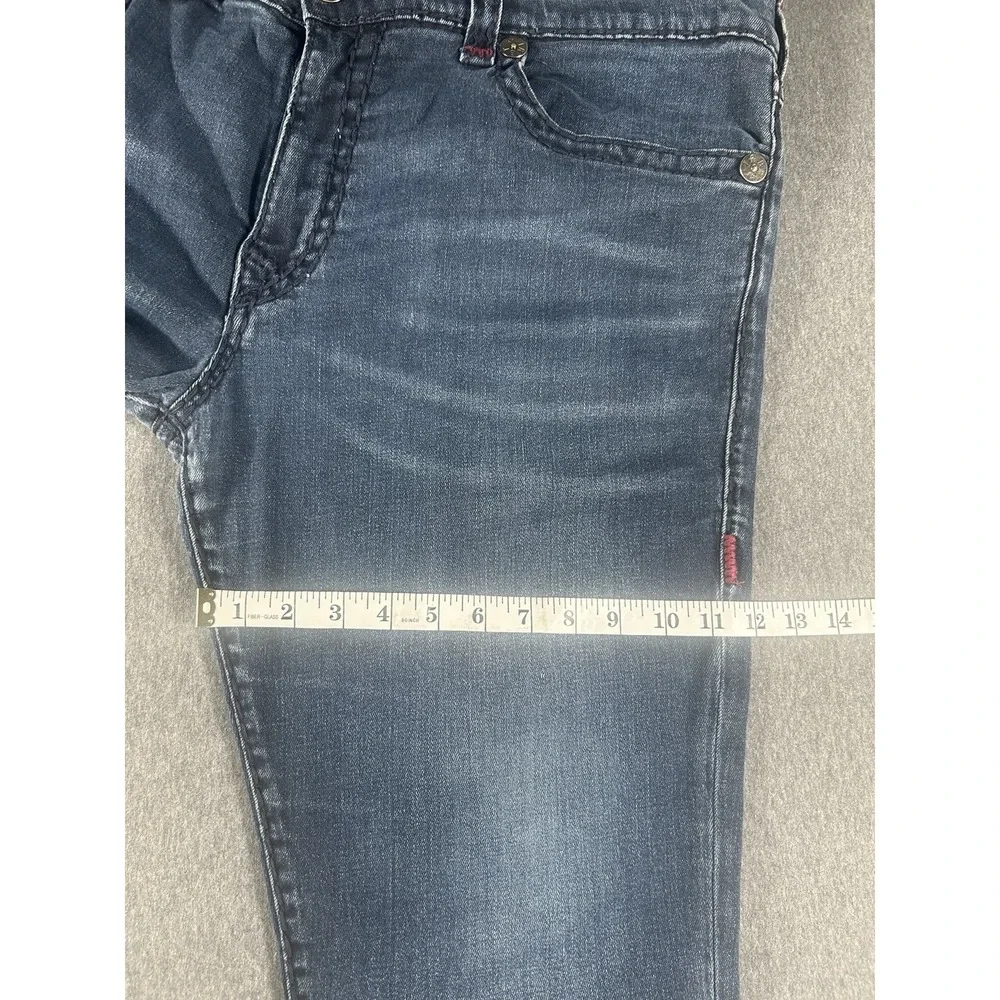True Religion Ricky Relaxed Straight Jeans with Red‎ Contrast Stitching Size 40